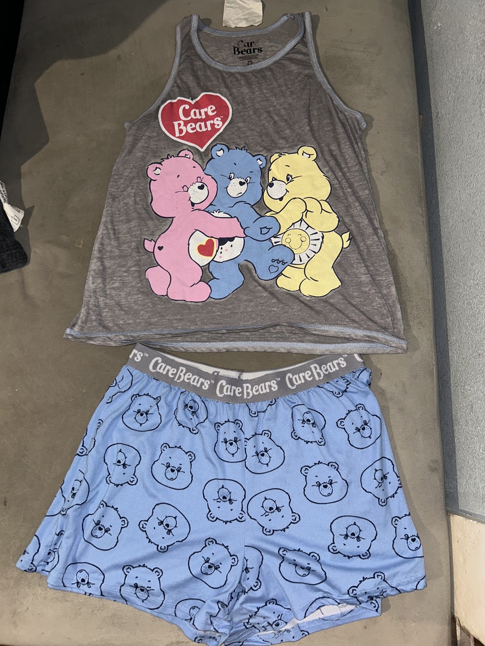 Care Bears Girls' Gray Tank & Blue Shorts Pajama Set
